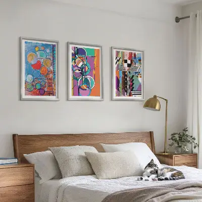 Šarena apstraktna geometrija krugova set od 3 slike u okviru