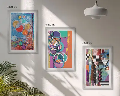 Šarena apstraktna geometrija krugova set od 3 slike u okviru