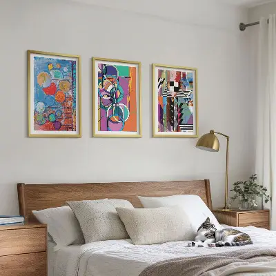 Šarena apstraktna geometrija krugova set od 3 slike u okviru