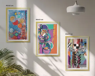 Šarena apstraktna geometrija krugova set od 3 slike u okviru