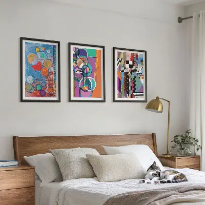 Šarena apstraktna geometrija krugova set od 3 slike u okviru