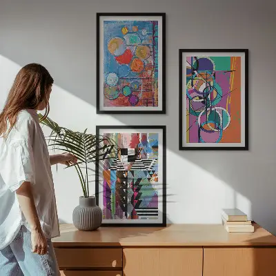 Šarena apstraktna geometrija krugova set od 3 slike u okviru
