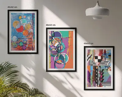 Šarena apstraktna geometrija krugova set od 3 slike u okviru