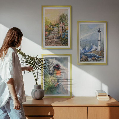Zidna galerija Djevojka s konjem i svjetionikom krajolika