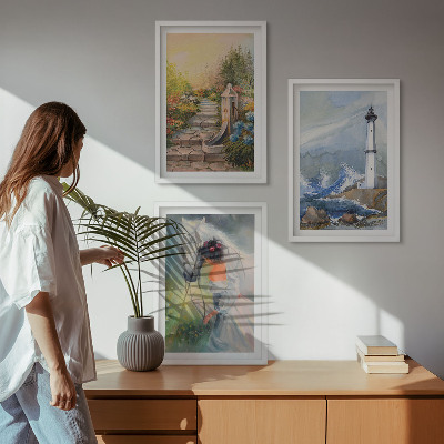 Zidna galerija Djevojka s konjem i svjetionikom krajolika