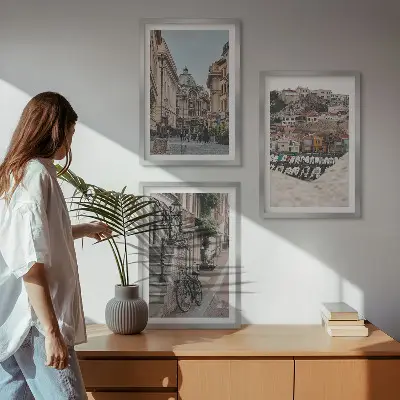 Šarmantne ulice gradske luke set od 3 slike u okviru