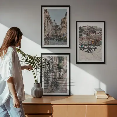 Šarmantne ulice gradske luke set od 3 slike u okviru