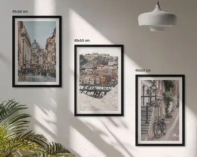 Šarmantne ulice gradske luke set od 3 slike u okviru