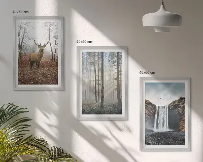 Šumski krajolici divlje prirode triptih u okviru