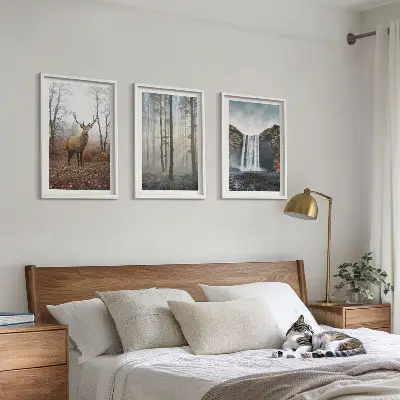 Šumski krajolici divlje prirode triptih u okviru