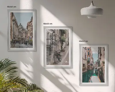 Venecijanske vodene ulice set od 3 slike u okviru