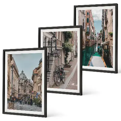 Venecijanske vodene ulice set od 3 slike u okviru