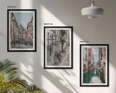 Venecijanske vodene ulice set od 3 slike u okviru