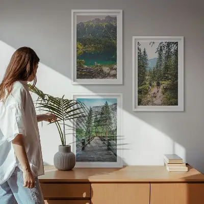 Planine, jezera, šume, staze triptih u okviru
