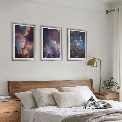Kozmički zvjezdani pejzaži set 3 slike u okviru