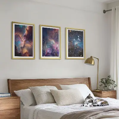 Kozmički zvjezdani pejzaži set 3 slike u okviru