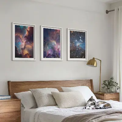 Kozmički zvjezdani pejzaži set 3 slike u okviru
