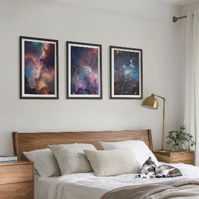 Kozmički zvjezdani pejzaži set 3 slike u okviru