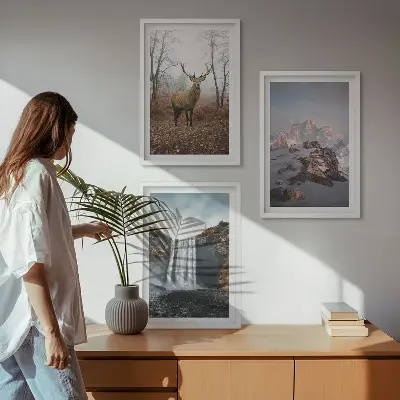 Divlji planinski krajolici set od 3 slike u okviru