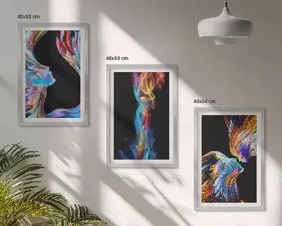 Šarena apstraktna lica set od 3 slike u okviru