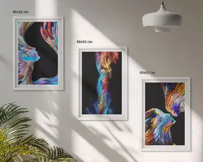 Šarena apstraktna lica set od 3 slike u okviru