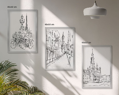 Set 3 slike u okviru Jednostavni crteži urbanih pejzaža