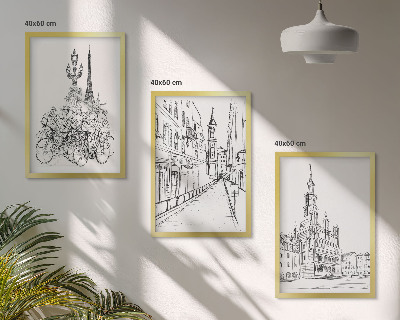 Set 3 slike u okviru Jednostavni crteži urbanih pejzaža