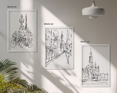Set 3 slike u okviru Jednostavni crteži urbanih pejzaža