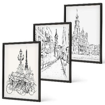 Set 3 slike u okviru Jednostavni crteži urbanih pejzaža