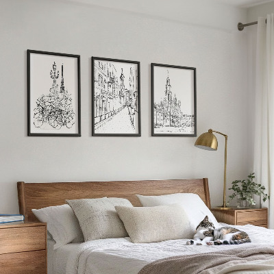 Set 3 slike u okviru Jednostavni crteži urbanih pejzaža