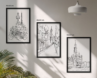 Set 3 slike u okviru Jednostavni crteži urbanih pejzaža