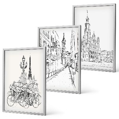 Set 3 slike u okviru Jednostavni crteži urbanih pejzaža
