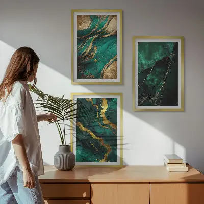 Set 3 slike u okviru s motivom elegantnih uzoraka kamena