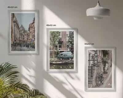 Triptih Pogled na grad i zgrade u okviru