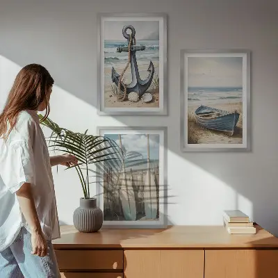 Zidna galerija s motivom brodskog sidra, vesla i plaže
