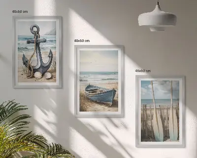 Zidna galerija s motivom brodskog sidra, vesla i plaže