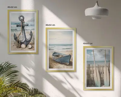 Zidna galerija s motivom brodskog sidra, vesla i plaže