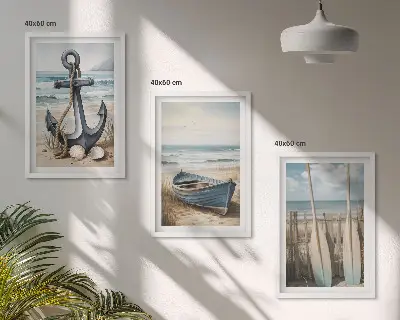 Zidna galerija s motivom brodskog sidra, vesla i plaže