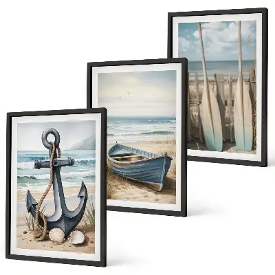 Zidna galerija s motivom brodskog sidra, vesla i plaže