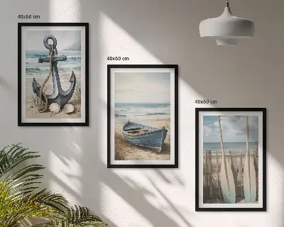 Zidna galerija s motivom brodskog sidra, vesla i plaže