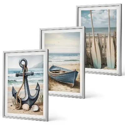 Zidna galerija s motivom brodskog sidra, vesla i plaže