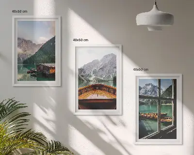 Zidna galerija planinsko jezero s vikendicama