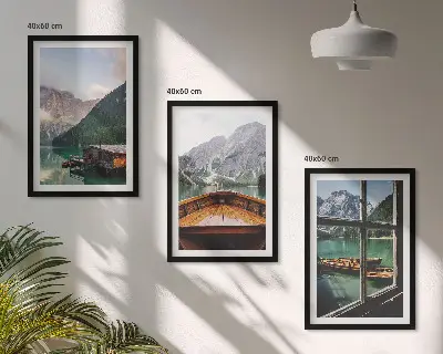 Zidna galerija planinsko jezero s vikendicama