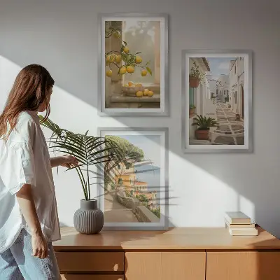 Pogled s prozora na stablo citrusa triptih u okviru