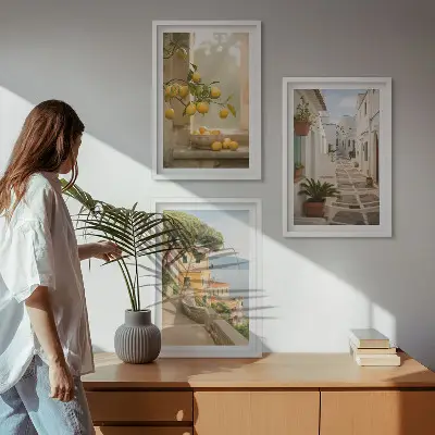 Pogled s prozora na stablo citrusa triptih u okviru