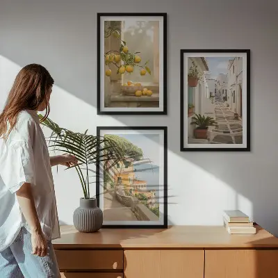 Pogled s prozora na stablo citrusa triptih u okviru