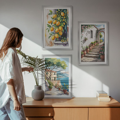 Zidna galerija Limuni, cvijeće, pogled na more