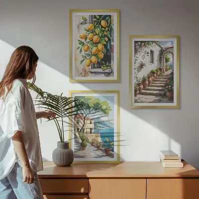 Zidna galerija limuni, cvijeće i pogled na more