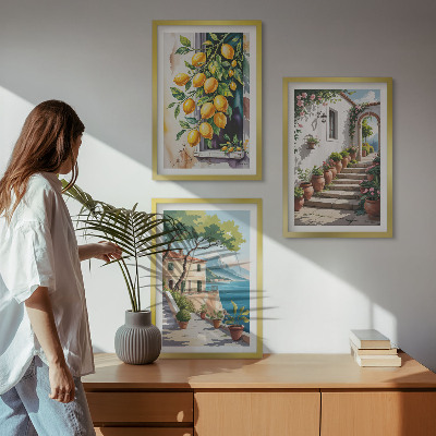 Zidna galerija Limuni, cvijeće, pogled na more