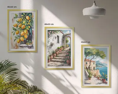 Zidna galerija limuni, cvijeće i pogled na more